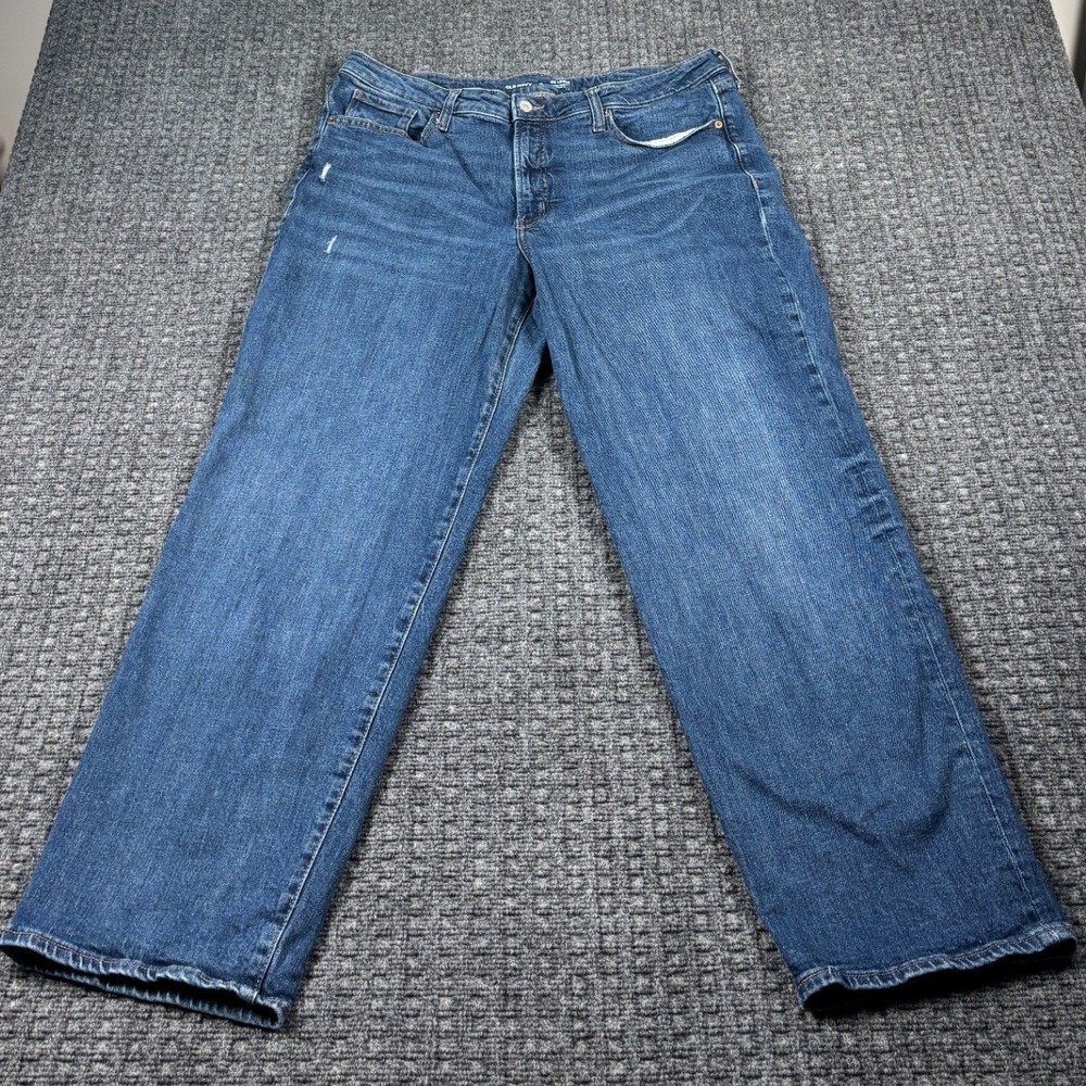 Old Navy OG Loose High Rise Jeans Secret Smooth Pockets 16 Blue Wide Leg Denim